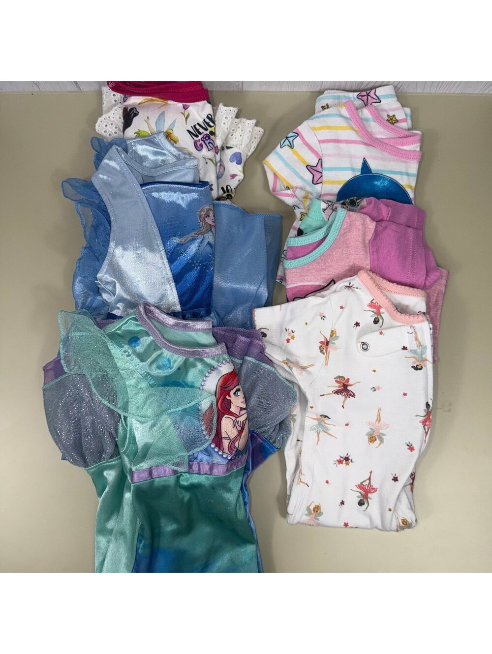 Girls 2T Pajama Bundle Disney Minnie Baby Shark Frozen Ariel Sleepwear Lot